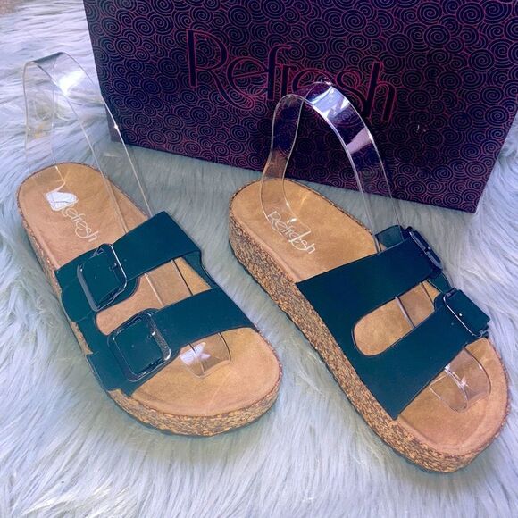 𝅺Refresh Black Double Strap Sandals - Picture 3 of 5